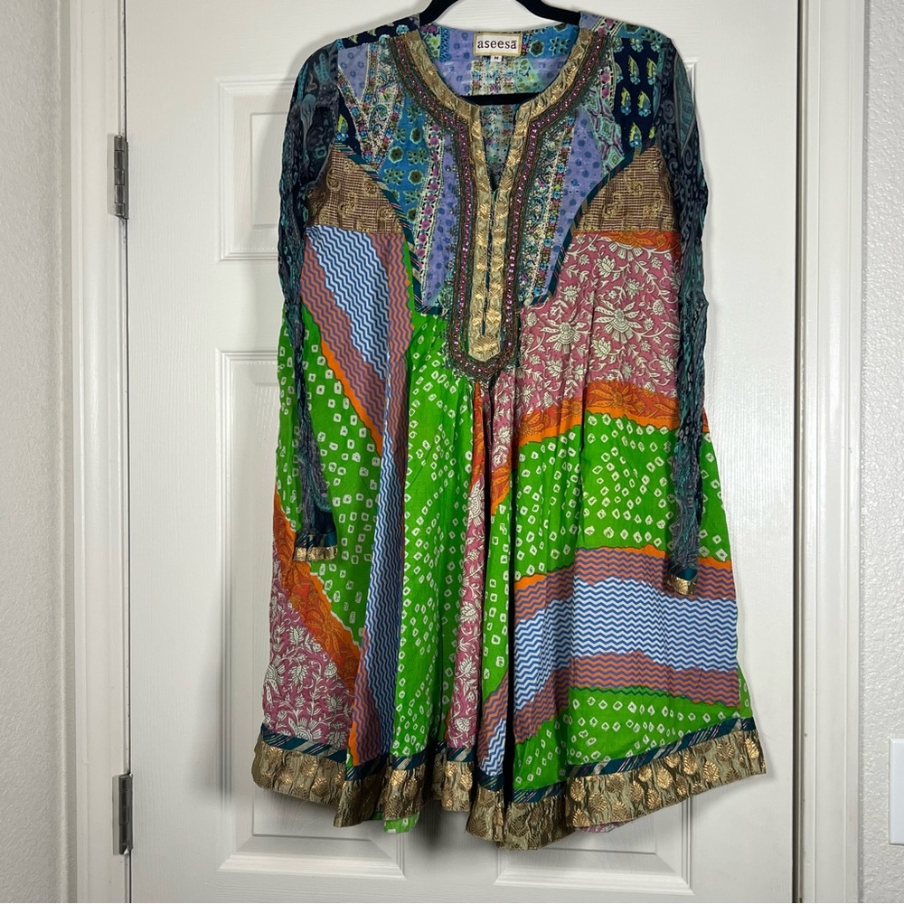 Multicolor Patchwork Women's Dress - image 2
